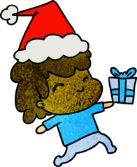 christmas textured cartoon of kawaii boy