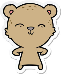 sticker of a happy cartoon bear