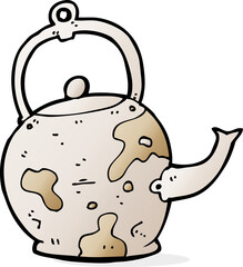 cartoon old tea pot