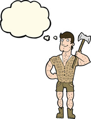 cartoon lumberjack with thought bubble