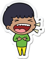 sticker of a cartoon laughing man