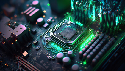 Fototapeta premium Sci-Fi Microchip. Generative AI