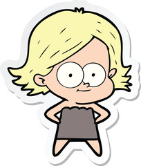 sticker of a happy cartoon girl