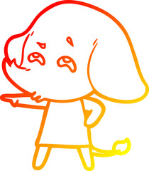 warm gradient line drawing cartoon elephant remembering