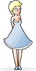 cartoon pretty woman in dress