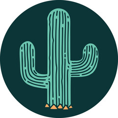 tattoo style icon of a cactus