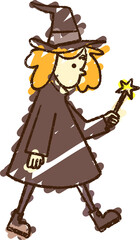 Witch Walking Chalk Drawing