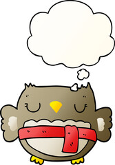 cartoon owl and thought bubble in smooth gradient style