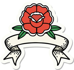 tattoo sticker with banner of a flower