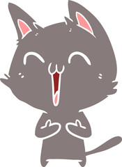 happy flat color style cartoon cat