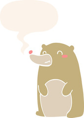 cute cartoon bear and speech bubble in retro style