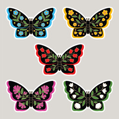 Obraz na płótnie Canvas Butterfly Sticker Collection