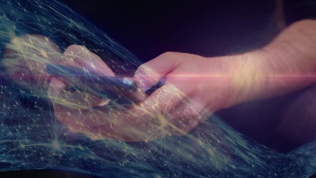 Abstract animated script programming code on mobile smart phone