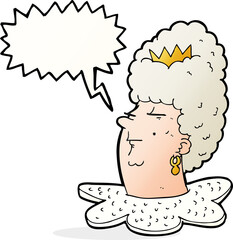 cartoon queen head with speech bubble