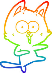 rainbow gradient line drawing funny cartoon cat