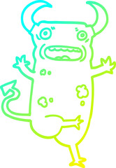 cold gradient line drawing cartoon demon