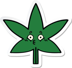 sticker of a cute cartoon marijuana leaf