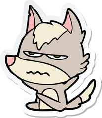 sticker of a cartoon annoyed wolf