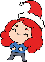 christmas cartoon of kawaii girl
