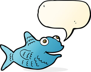 cartoon happy fish with speech bubble