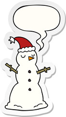 cartoon snowman and speech bubble sticker