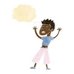 cartoon man panicking with thought bubble