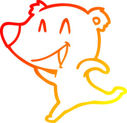 warm gradient line drawing laughing bear cartoon