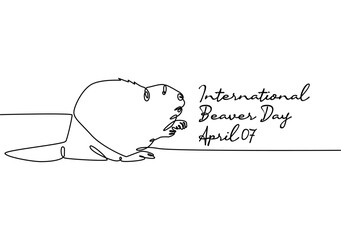 single line art of international beaver day good for international beaver day celebrate. line art. illustration.
