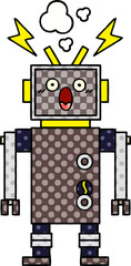 comic book style cartoon malfunctioning robot