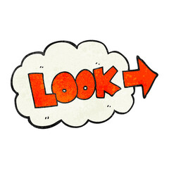 textured cartoon look pointing sign