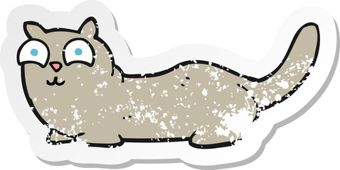 retro distressed sticker of a cartoon cat