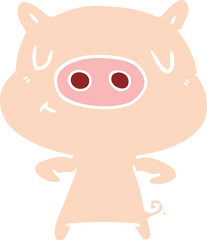 flat color style cartoon content pig
