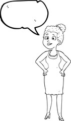 speech bubble cartoon woman wearing dress