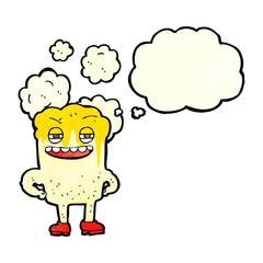 cartoon happy tooth with thought bubble