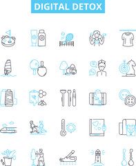 Digital detox vector line icons set. Digital, Detox, Unplug, Break, Tech, Internet, Switch illustration outline concept symbols and signs