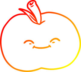 warm gradient line drawing cartoon apple