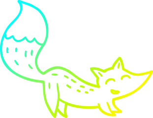 Fototapeta premium cold gradient line drawing cartoon happy fox