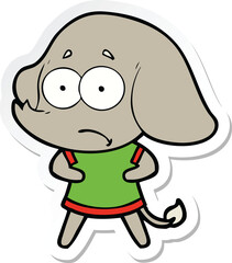 sticker of a cartoon unsure elephant