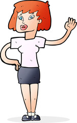 cartoon woman waving