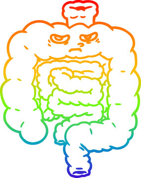 rainbow gradient line drawing cartoon intestines