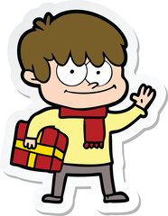 sticker of a happy cartoon man