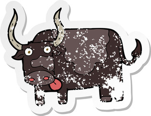 retro distressed sticker of a cartoon bull