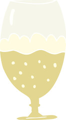 flat color illustration of a cartoon beer in glass