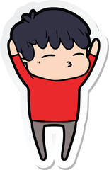sticker of a cartoon curious boy