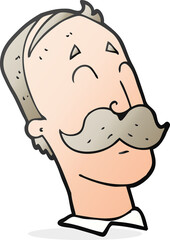 cartoon ageing man with mustache