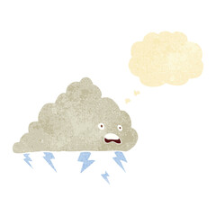 cartoon thundercloud with thought bubble