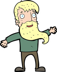 cartoon man with beard waving