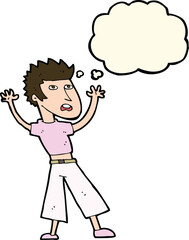 cartoon man panicking with thought bubble