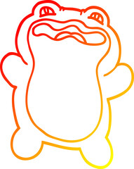 warm gradient line drawing cartoon frog