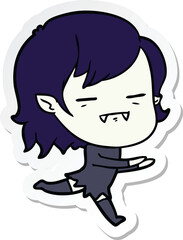 sticker of a cartoon undead vampire girl running